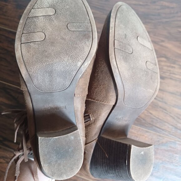 Womens Leather Ankle Booties Size 8 Brown Fringe Tassels Western Cowboy Cowgirl - Picture 8 of 9